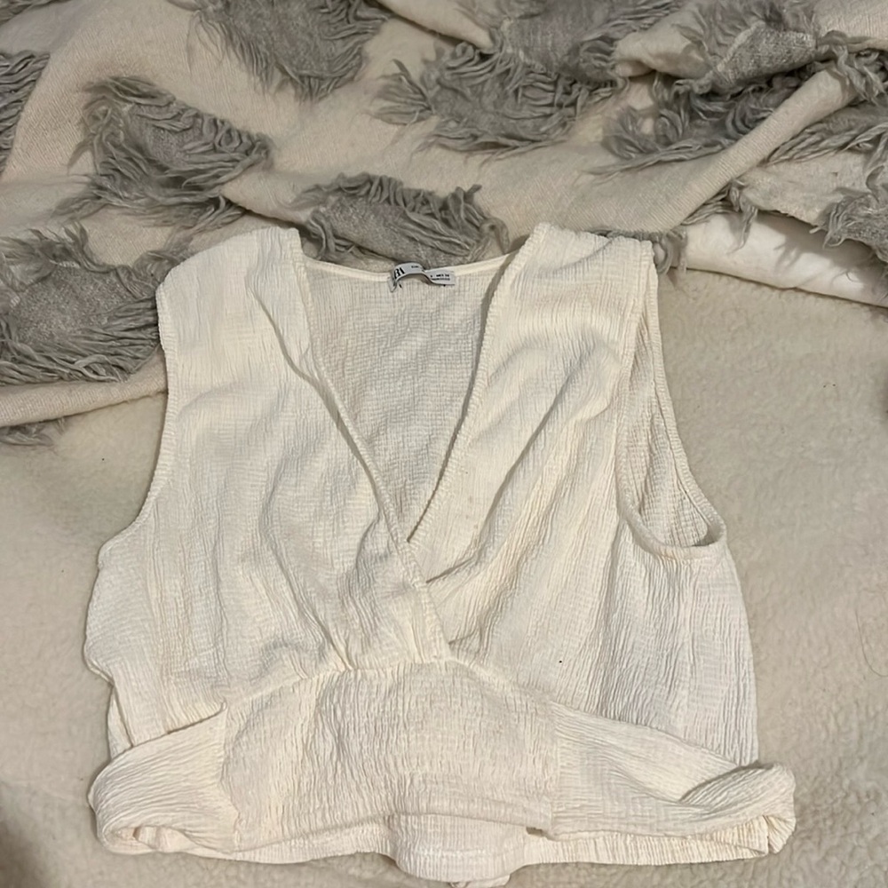Zara textured tie back top